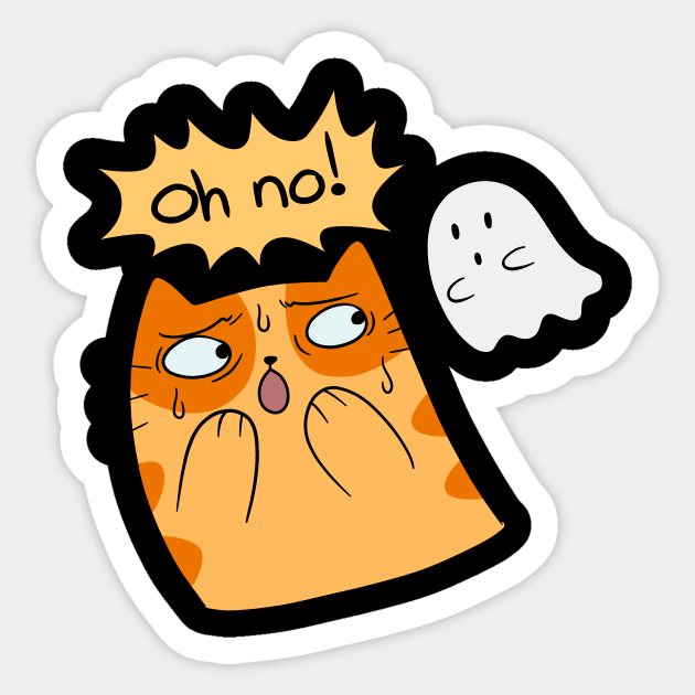 Oh no! Cat and Ghost Sticker by saradaboru